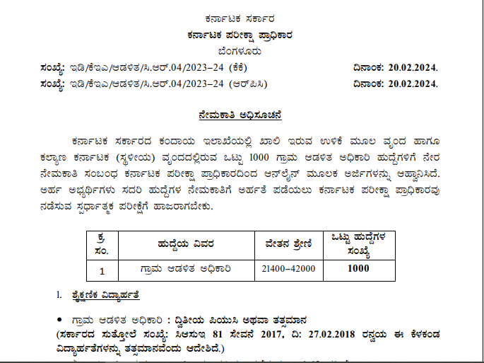 KPSC Recruitment 2024: Alert and apply online for 10950 posts.